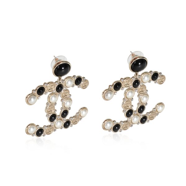 Chanel 2019 Faux Pearl Strass CC Drop Earrings Chanel 2019 Faux Pearl Strass CC Drop Earrings