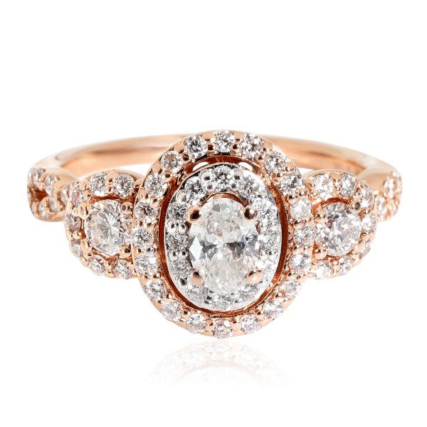 Zales Three Stone Halo Diamond Engagement Ring in 14k Rose Gold Zales Three Stone Halo Diamond Engagement Ring in 14k Rose Gold 11 Ctw