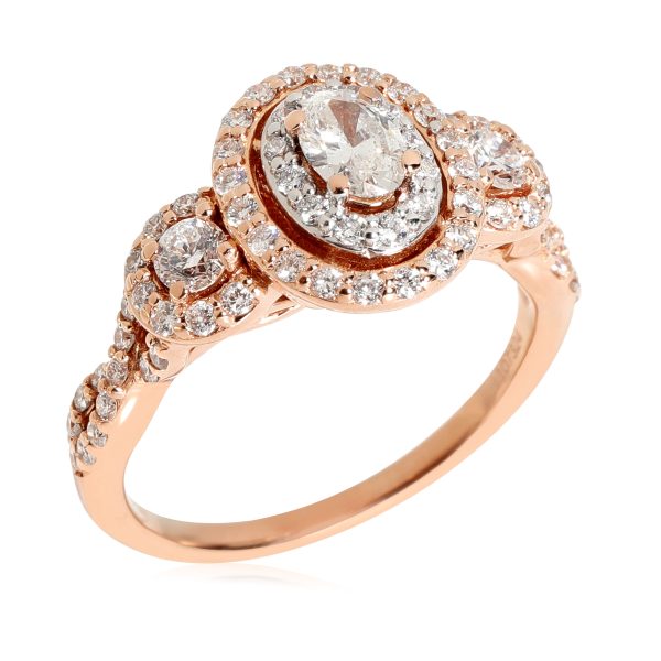 115304 pv Zales Three Stone Halo Diamond Engagement Ring in 14k Rose Gold 11 Ctw