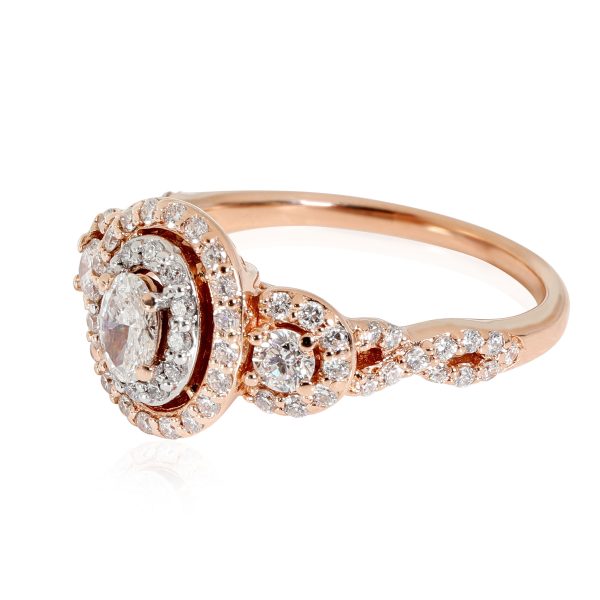 11 Ctw Zales Three Stone Halo Diamond Engagement Ring in 14k Rose Gold 11 Ctw