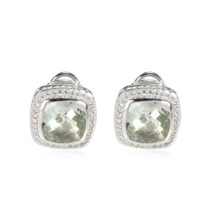 David Yurman Albion Prasiolite Diamond Earrings in Sterling Silver 047 CTW Bvlgari B Zero One 4 Band Utsunomiya Tosai Store Ring White Gold