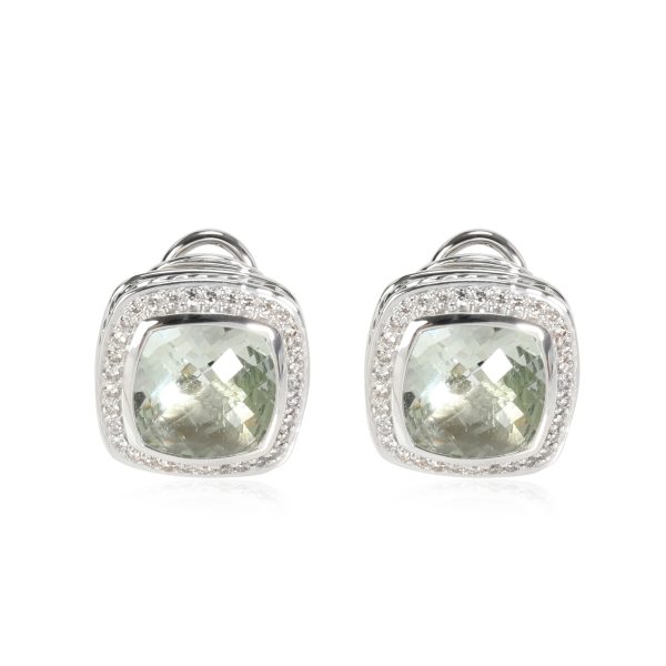 David Yurman Albion Prasiolite Diamond Earrings in Sterling Silver 047 CTW David Yurman Albion Prasiolite Diamond Earrings in Sterling Silver 047 CTW