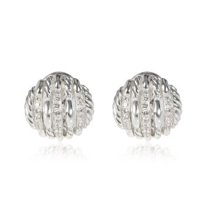 David Yurman Tides Diamond Earrings in Sterling Silver 054 CTW Diamond Eternity Bangle in 14KT Rose Gold 190 CTW