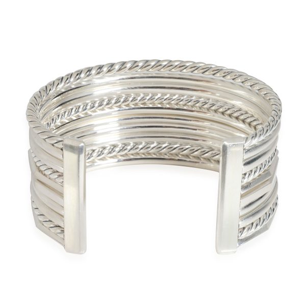 115354 bv David Yurman Stax Diamond Cuff in Sterling Silver 063 CTW