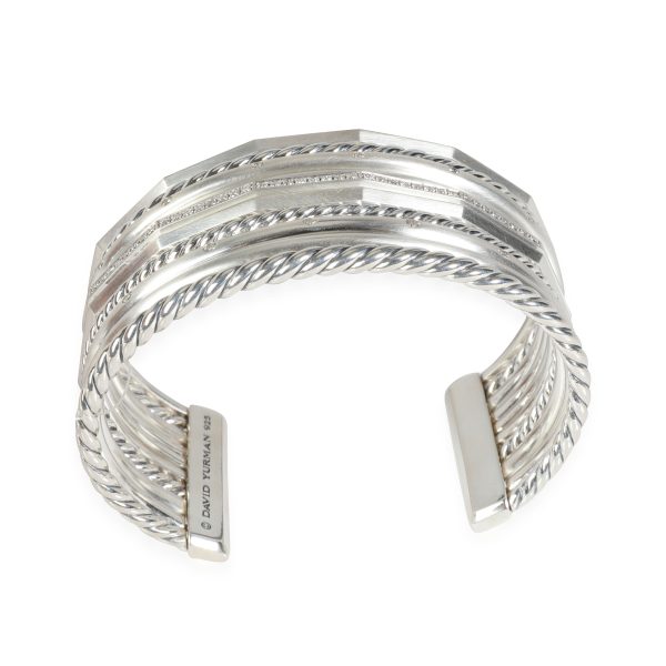 115354 pv David Yurman Stax Diamond Cuff in Sterling Silver 063 CTW