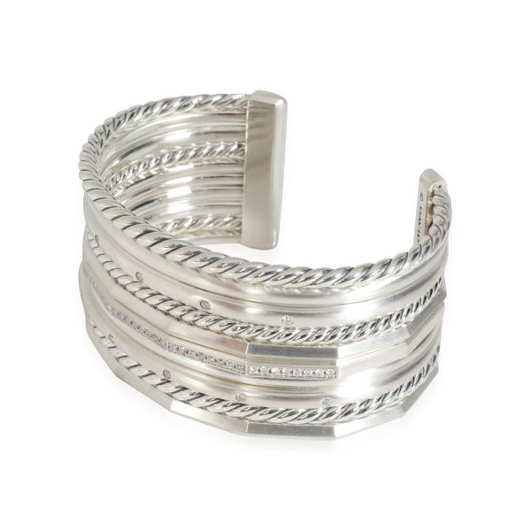 115354 sv David Yurman Stax Diamond Cuff in Sterling Silver 063 CTW