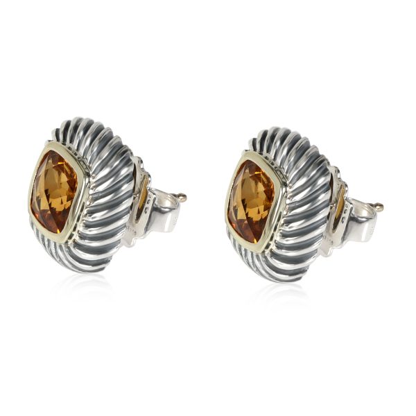 115366 sv David Yurman Citrine Earrings in Sterling Silver 14K Yellow Gold