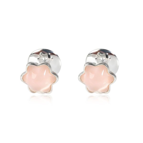 Mont Blanc Star Signet Rose Quartz Earrings in Sterling Silver Mont Blanc Star Signet Rose Quartz Earrings in Sterling Silver