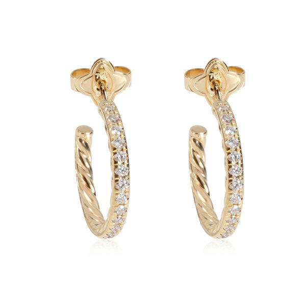 David Yurman Pave Collection Diamond Hoop Earrings in 18K Yellow Gold 039 CTW David Yurman Pave Collection Diamond Hoop Earrings in 18K Yellow Gold 039 CTW