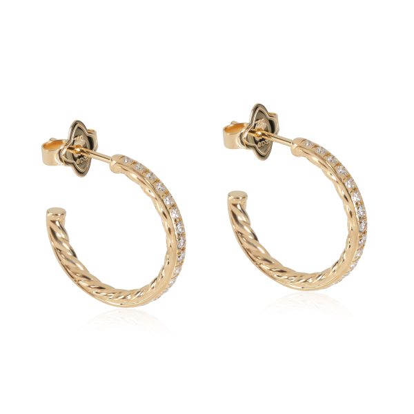 115859 sv David Yurman Pave Collection Diamond Hoop Earrings in 18K Yellow Gold 039 CTW