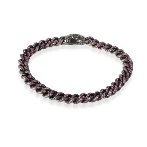 David Yurman Petite Pave Curb Link Pink Sapphire Bracelet in Sterling Silver Louis Vuitton Neverfull GM Pouch Accessory Monogram Brown Fuchsia