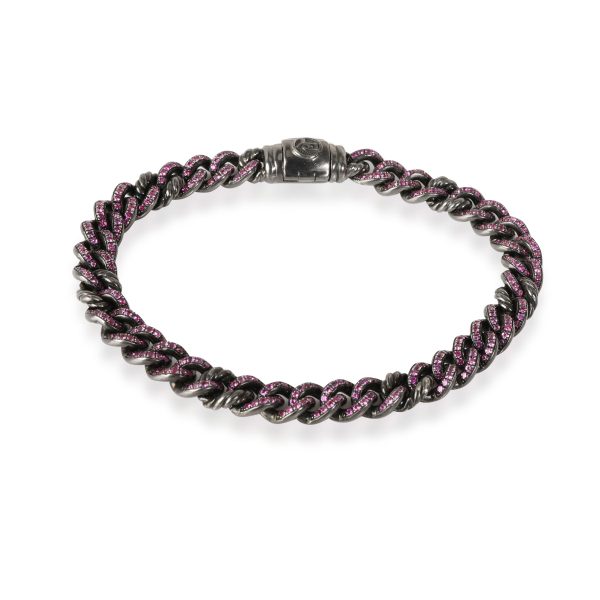 David Yurman Petite Pave Curb Link Pink Sapphire Bracelet in Sterling Silver David Yurman Petite Pave Curb Link Pink Sapphire Bracelet in Sterling Silver