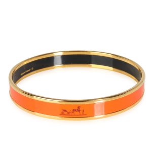 Hermès Orange Calèche Narrow Enamel Bracelet Cart