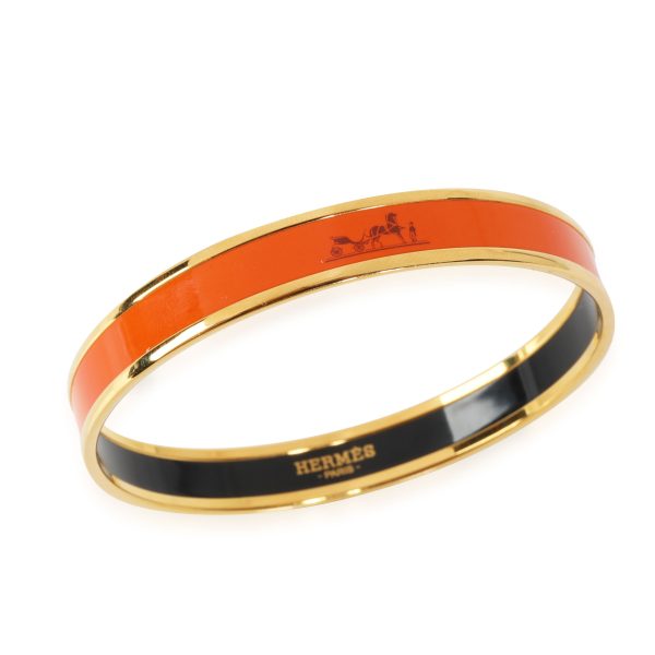 115976 pv 8dad65e5 4308 4f3c 92a3 90c2a10b90eb Hermès Orange Calèche Narrow Enamel Bracelet