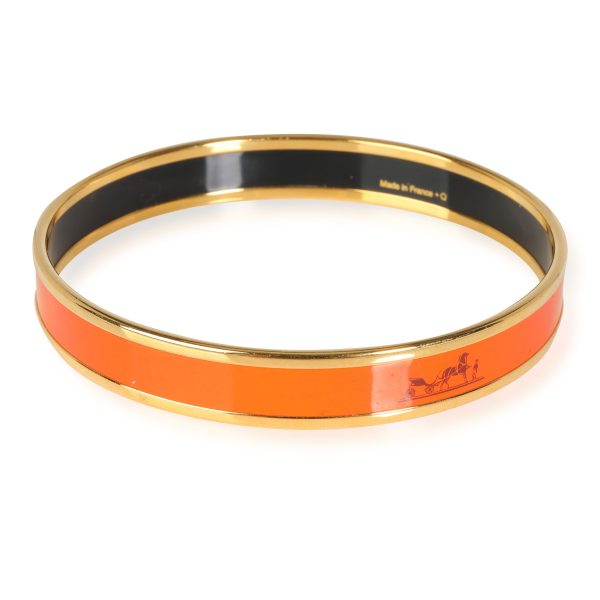 115976 stamp fb361cee 7302 438e a913 d867153bea28 Hermès Orange Calèche Narrow Enamel Bracelet