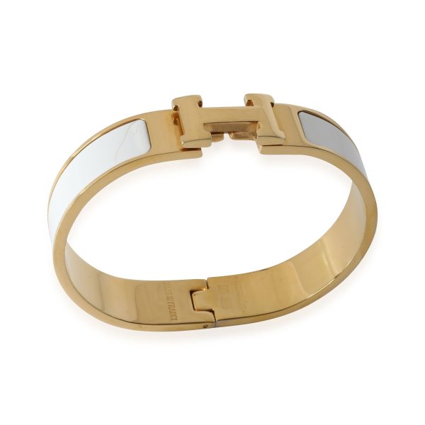 115995 clasp Hermès Clic H Blanc Enamel Bracelet