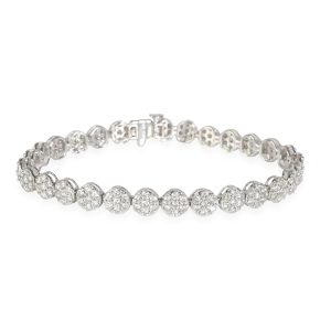 Diamond Cluster Bracelet in 14k White Gold 435 CTW Cartier Love Ring in 18k White Gold