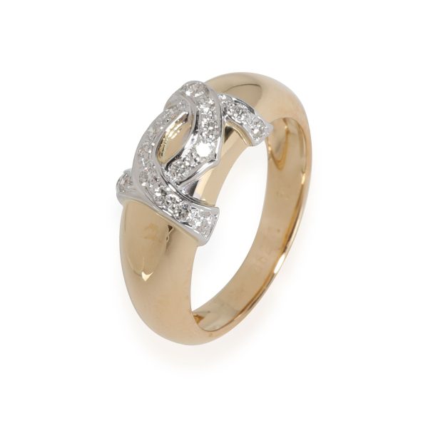 Yellow Gold Fashion Ring Cartier Vintage Double C Diamond Ring in 18k Yellow Gold 01 CTW