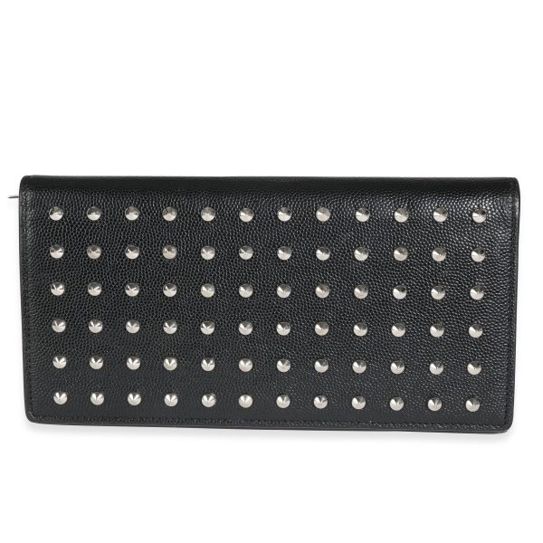 Saint Laurent Black Grain De Poudre Leather Studded Classic Marquage Flap Wallet Saint Laurent Black Grain De Poudre Leather Studded Classic Marquage Flap Wallet