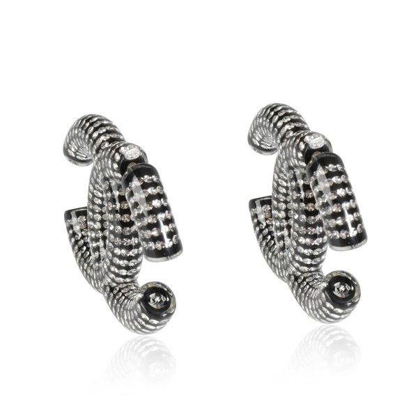 116384 bv Strass Chanel CC n Black Silver Earrings