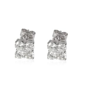 Diamond Cluster Stud Earrings in 18k White Gold 120 CTW Cart