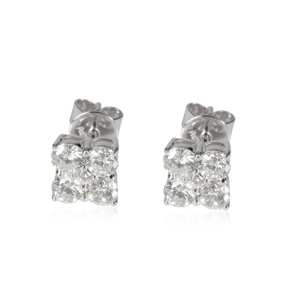 Diamond Cluster Stud Earrings in 18k White Gold 120 CTW Diamond Cluster Stud Earrings in 18k White Gold 120 CTW