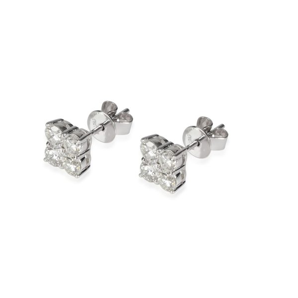 116492 sv Diamond Cluster Stud Earrings in 18k White Gold 120 CTW