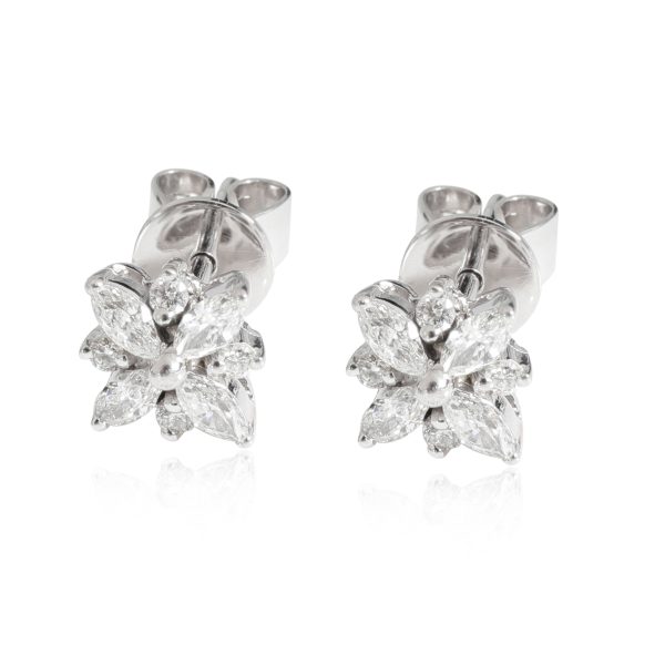 Marquise Round Diamond Stud Earring in 18k White Gold 05 CTW Marquise Round Diamond Stud Earring in 18k White Gold 05 CTW