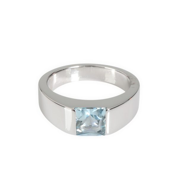 Rings Cartier Tank Aquamarine Gemstone Ring in 18k White Gold