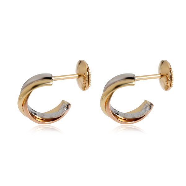 116586 sv Cartier Trinity Hoop Earring in 18K 3 Tone Gold