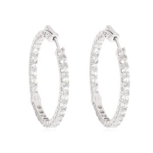 Diamond Inside Out Hoop Earrings in 14K White Gold 300 CTW Louis Vuitton Monogram Papillon 26 Handbag Brown