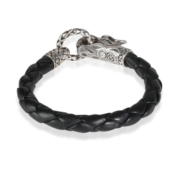 116719 bv ab203342 621a 40cd 8e3a e76a0f033d07 Sterling Silver John Hardy Naga Dragon Bracelet On Black Leather Cord