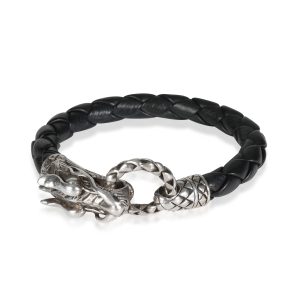 Sterling Silver John Hardy Naga Dragon Bracelet On Black Leather Cord Louis Vuitton Monogram Alma Handbag Brown