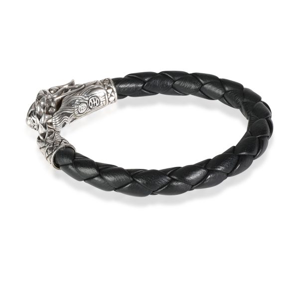 116719 sv 5490baee 99cd 4fff 9115 7dbe0ae15792 Sterling Silver John Hardy Naga Dragon Bracelet On Black Leather Cord