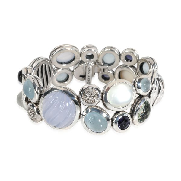 David Yurman Mosaic Mixed Gemstones Bracelet in Sterling Silver 020 Ctw Diamond David Yurman Mosaic Mixed Gemstones Bracelet in Sterling Silver 020 Ctw Diamond