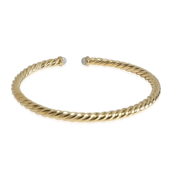 116734 bv David Yurman Cable Collection Spira Diamond Cuff in 18k Yellow Gold 018 CTW