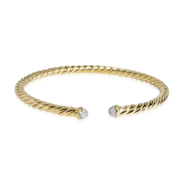 David Yurman Cable Collection Spira Diamond Cuff in 18k Yellow Gold 018 CTW David Yurman Cable Collection Spira Diamond Cuff in 18k Yellow Gold 018 CTW