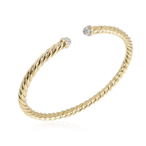 116734 pv David Yurman Cable Collection Spira Diamond Cuff in 18k Yellow Gold 018 CTW