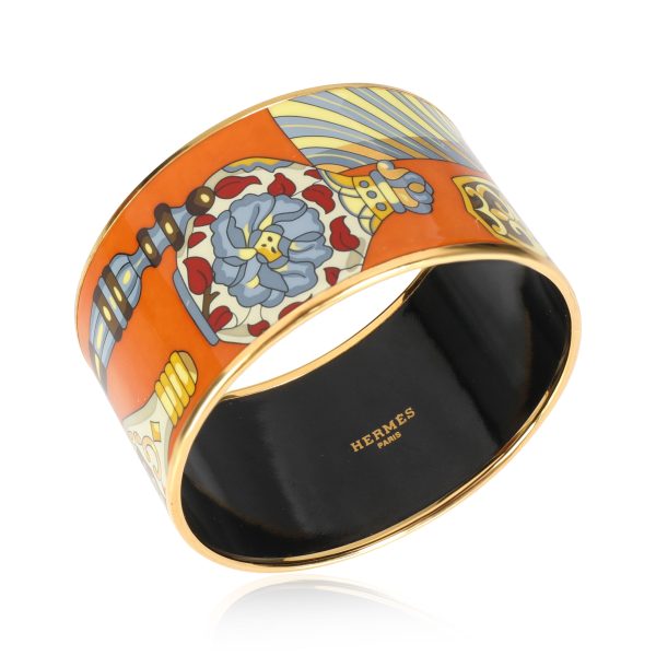 116831 av 23194f13 74c8 4276 895b 6b95521f8fd4 Hermès Enamel Extra Wide Flacons Orange Bangle