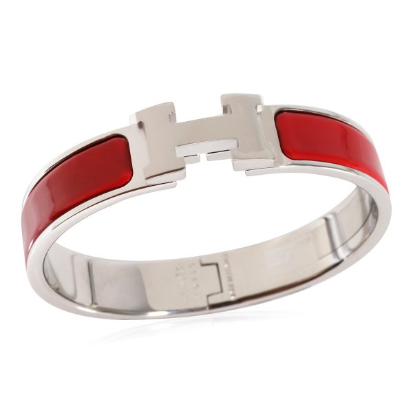 116888 bv 9a7a81af 3cec 4fa5 a5d5 41ba75eb45f1 Hermès Palladium Plated Clic H Bangle in Rouge