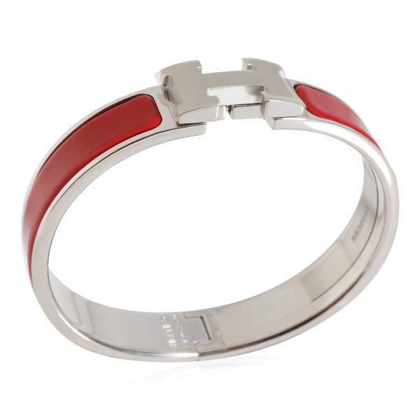 116888 pv 5fef1a5a 44cf 4e5c 91e1 f7276405c140 Hermès Palladium Plated Clic H Bangle in Rouge