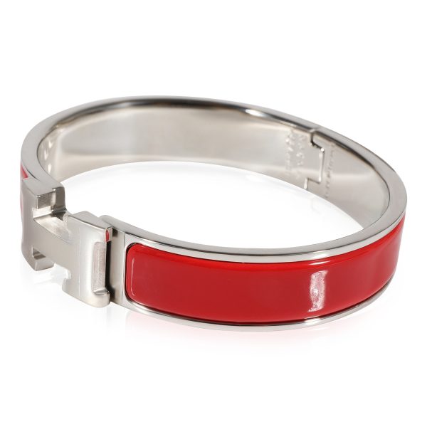 116888 sv c7c868d0 7d79 4dae 8d91 6a308ff7c506 Hermès Palladium Plated Clic H Bangle in Rouge