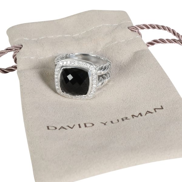 117033 box ff7f2e95 8ad4 422f aa57 5bce6588d772 David Yurman Albion Checkerboard Onyx Diamond Ring Sterling Silver 022 Ctw