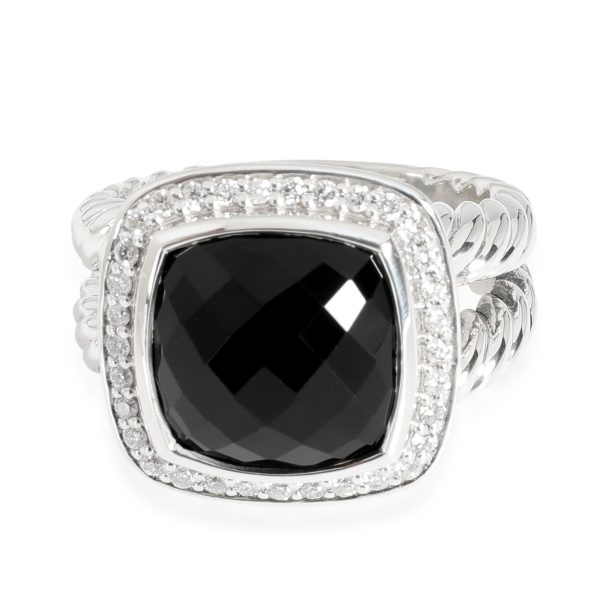 Rings David Yurman Albion Checkerboard Onyx Diamond Ring Sterling Silver 022 Ctw