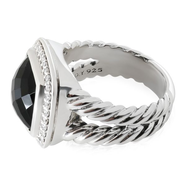 David Yurman David Yurman Albion Checkerboard Onyx Diamond Ring Sterling Silver 022 Ctw