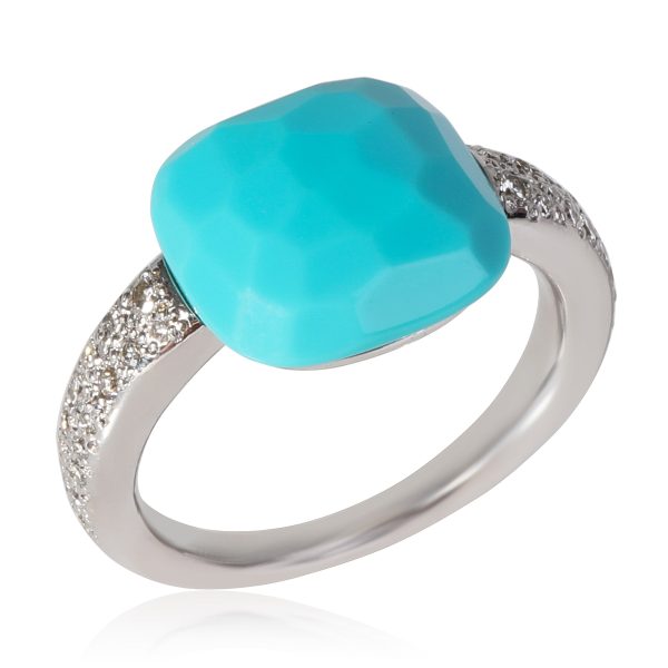 pomellato capri turquoise diamond gemstone ring in 18k white gold 0 26 ctw Pomellato Capri Turquoise Diamond Gemstone Ring in 18k White Gold 026 CTW