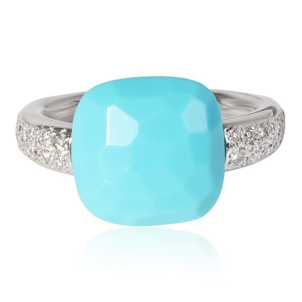 Pomellato Pomellato Capri Turquoise Diamond Gemstone Ring in 18k White Gold 026 CTW