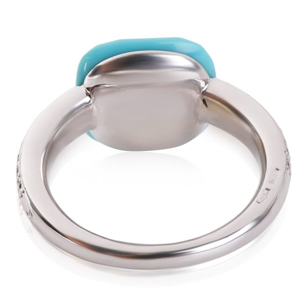 Rings Pomellato Capri Turquoise Diamond Gemstone Ring in 18k White Gold 026 CTW