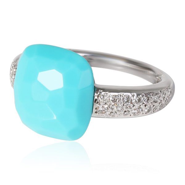 Gemstone Ring White Gold Pomellato Capri Turquoise Diamond Gemstone Ring in 18k White Gold 026 CTW