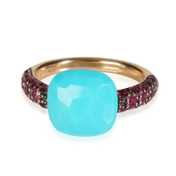 Pomellato Pomellato Capri Ring with Turquoise and Rubies in 18k Yellow Gold